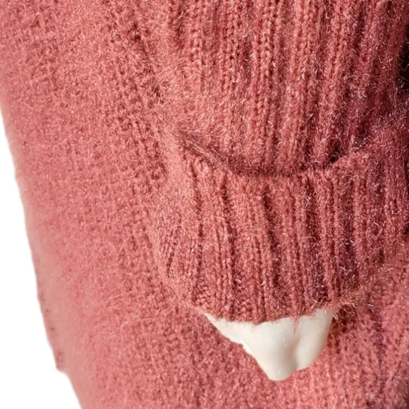 QED London Long Open Front Cardigan in Rust-Orange Color. Large. - Picture 13 of 16